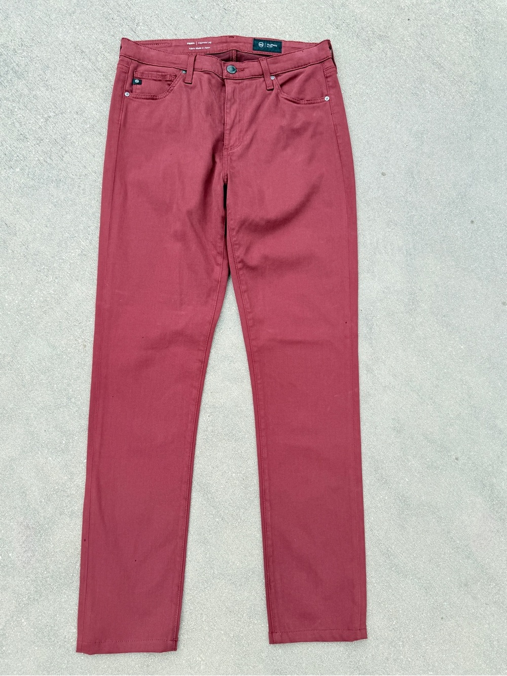 AG Adriano Goldschmied Prima Cigarette Leg Pants Womens 29 Maroon